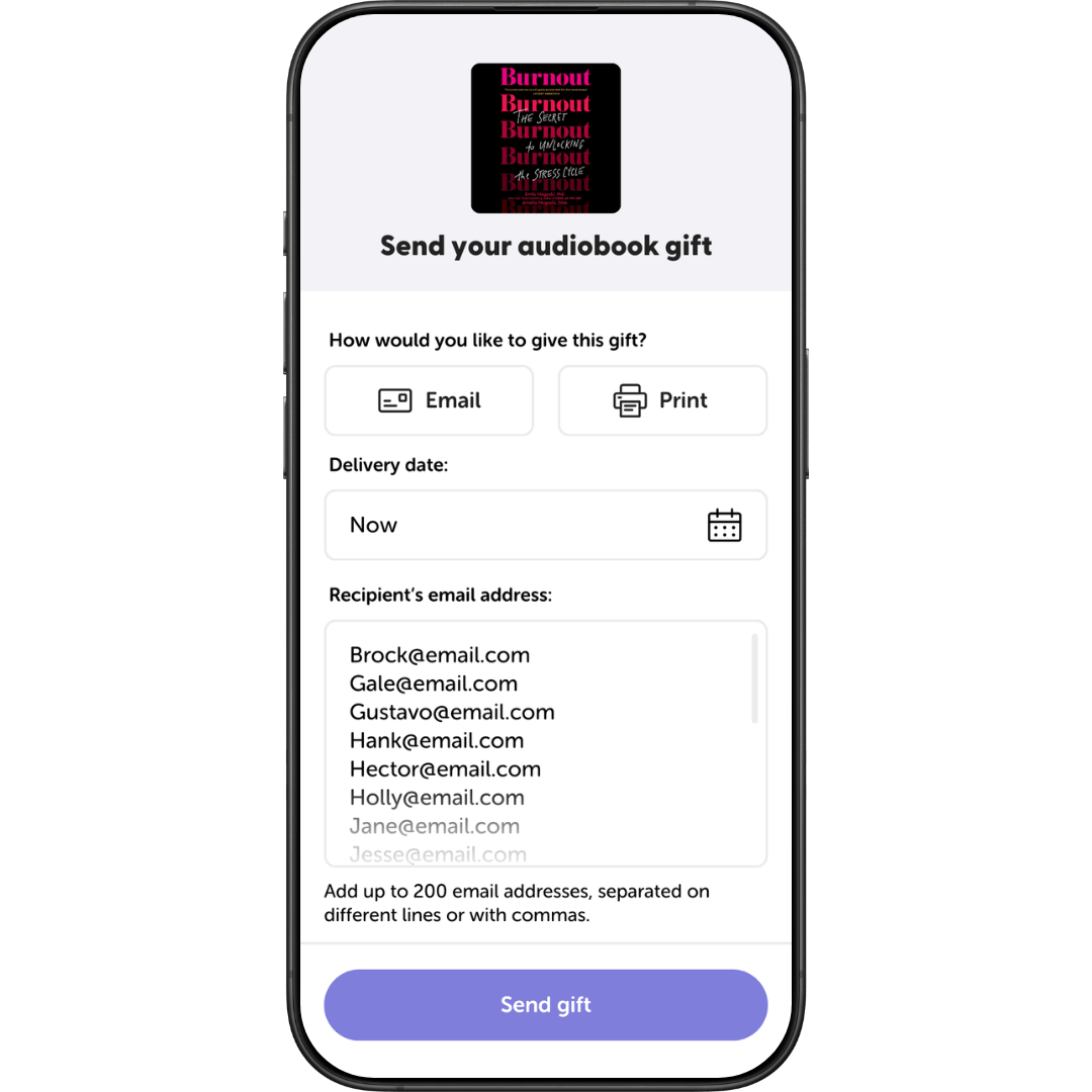 Libro.fm app showing the ability to gift multiple audiobooks at once